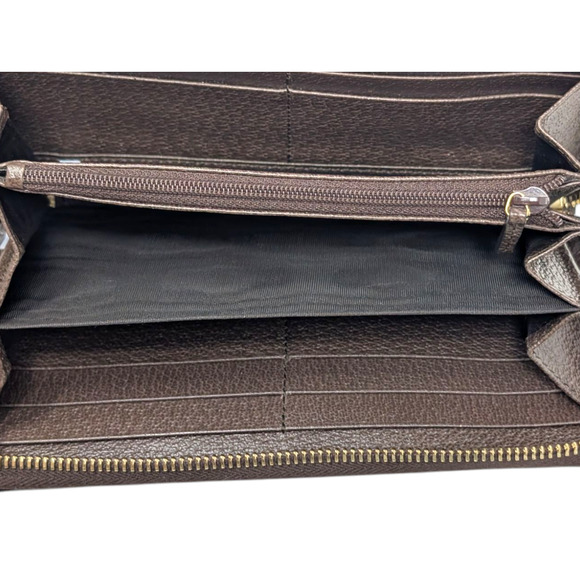 Gucci Ophidia GG Supreme Zip Wallet Beige Brown Web Stripe Double G Logo - Picture 6 of 10